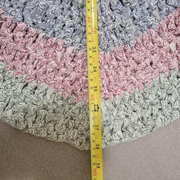 Antique Vintage Folk Art Textiles Handmade Heart Shaped Area Rag Rug 38 x 47 - Picture 7 of 8